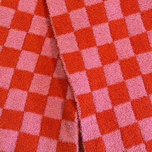 Orange and pink checkered scarf